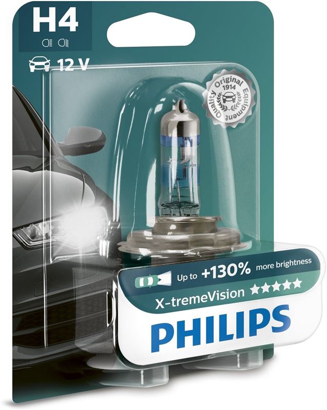 Philips X-tremeVision Type lamp: H4, verpakking van 1, koplamp voor auto