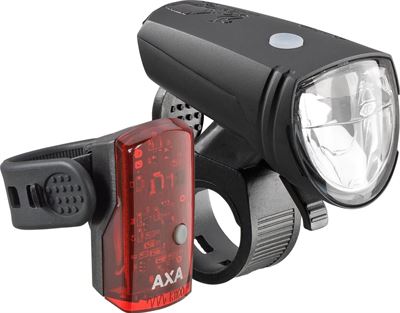 Axa LED Verlichtingsset Greenline Fietsverlichting - USB Oplaadbaar - Lux Zwart | Prijzen vergelijken | Kieskeurig.nl