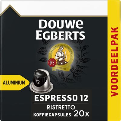 Harnas astronomie Kleverig Douwe Egberts Koffiecups Espresso Ristretto Voordeelverpakking (200 Koffie  Capsules, Geschikt voor Nespresso* Koffiemachines, Intensiteit 12/12), 10 x  20 Cups | Prijzen vergelijken | Kieskeurig.nl