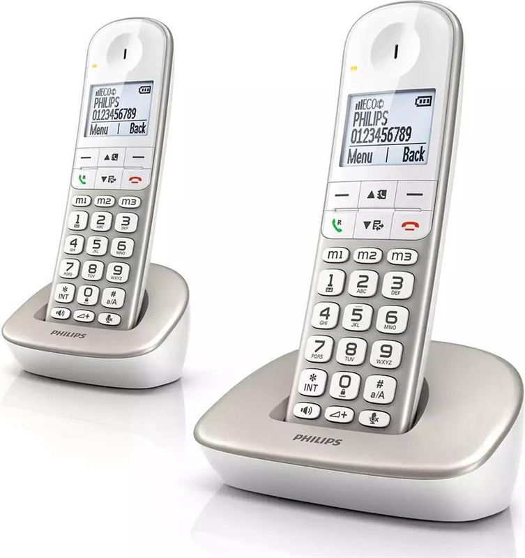 Philips XL4902S - Draadloze Senioren Telefoon met 2 Handsets - Grote Toetsen, Volumeboost en Gehoorapparaat Compatibiliteit – Wit