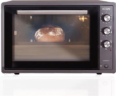 ICQN XXL Vrijstaande Oven - 60 Liter - Dubbel glas - Hetelucht - Geëmailleerde interieur - Rotisserie functie - Inclusief bakplaat set - Antraciet oven kopen? | Kieskeurig.nl | je kiezen