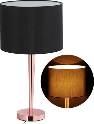 Aanvankelijk mechanisme Perioperatieve periode Relaxdays tafellamp koper - schemerlamp groot - tafellampje E27 - nachtlamp  zwart - rond | Prijzen vergelijken | Kieskeurig.nl