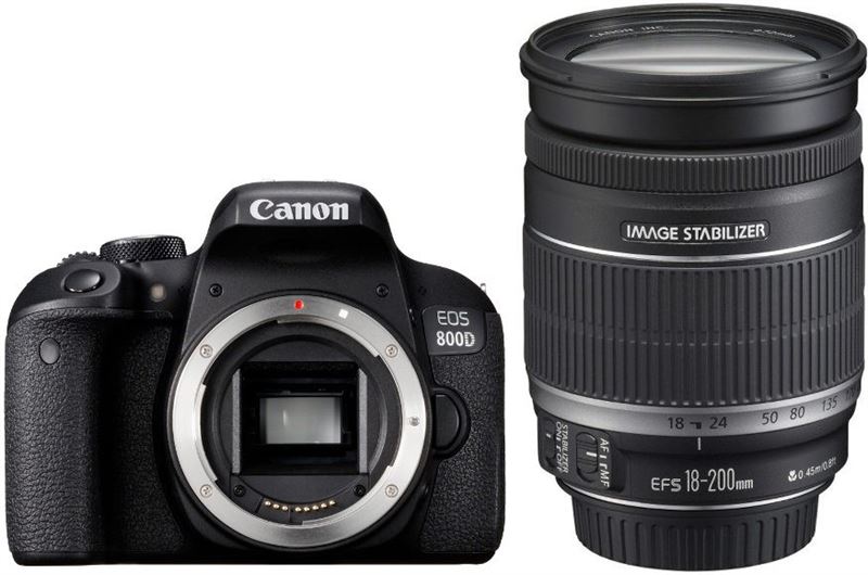 Canon EOS 800D + EF-S 18-200mm F3.5-5.6 IS zwart