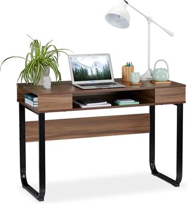 vandaag slank Buiten Relaxdays bureau - computertafel - modern design - 3 open vakken -  laptopbureau Hout / zwart bureau kopen? | Kieskeurig.be | helpt je kiezen