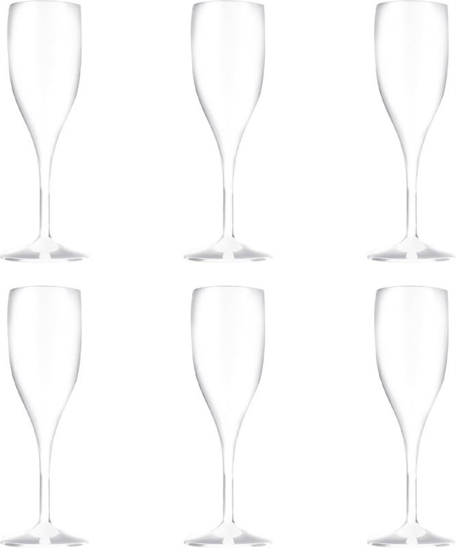 Santex Set van 8x stuks champagneglazen/prosecco flutes wit 150 ml