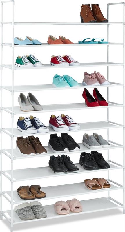 Jonge dame Christendom insluiten Relaxdays schoenenrek XXL, 50 paar schoenen, 10 etages, schoenenkast,  textiel wit kast kopen? | Kieskeurig.nl | helpt je kiezen