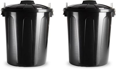 Beschrijving Kanon smog Forte Plastics 2x stuks kunststof afvalemmers/vuilnisemmers in het zwart  van 51 liter met deksel - Vuilnisbakken/prullenbakken | Prijzen vergelijken  | Kieskeurig.nl