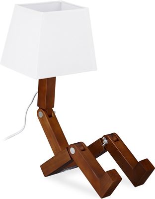 Relaxdays tafellamp robot - nachtlamp - schemerlamp - hout - bureaulamp bruin verlichting | Kieskeurig.be | je kiezen