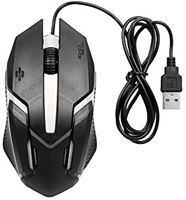 Lechnical Optische gaming-muis, metallic, CM-818, 1200DPI, USB-gaming-muis, ergonomische muis met gekleurd licht, zwart