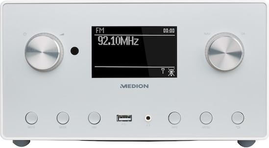 Medion P85166 - DAB+ Radio - USB / MP3 speler - WiFi - Zilver wit