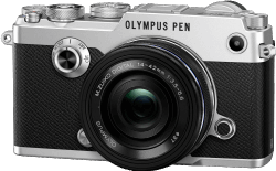 Olympus PEN F + M.ZUIKO DIGITAL ED 14‑42mm 1:3.5‑5.6 EZ Pancake zwart, zilver