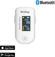 Wellue Saturatiemeter met Mobiele app - Hartslagmeter - Zuurstofmeter Vinger - Bluetooth - Inclusief batterijen - Wit - Pulse Oximeter