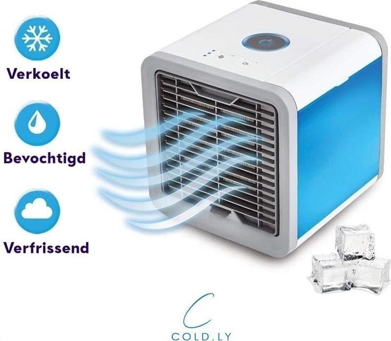 Cold.ly® 3 in 1 Mobiele LED Aircooler - Lucktkoeler - Luchtbevochtiger - Luchtreiniger - Ventilator - Airconditioning - Aircooler met water