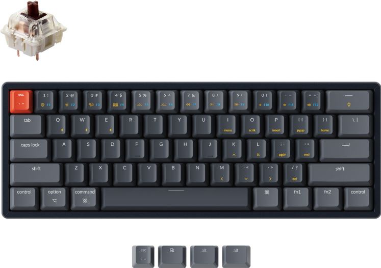 Keychron K12-J3 60%, US lay-out, Gateron Brown, RGB led, Hot swap, ABS, Bluetooth 5.1