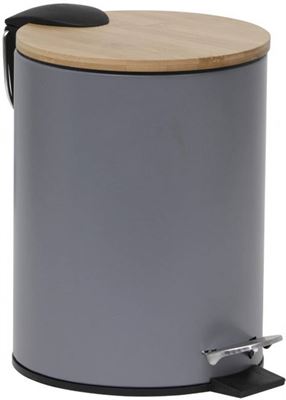 Gebor Stijlvolle Design Prullenbak met Bamboe deksel – Grijs/Bamboe – Klein formaat – 2.5L Badkamer – Toilet – Keuken – Kantoor Prullenbak 17x20x23cm prullenbak kopen? | Kieskeurig.be | helpt je kiezen