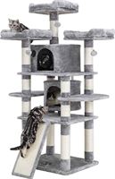 Acaza Grote kattenboom voor veel Katten, Comfortabel, Zacht en Stabiel voor Volwassen Kat, 172 cm Hoog, lichtgrijs