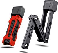 ETOOK LLOCX Compact Vouwslot van 750mm + 2 Unieke Sleutels én Montagemateriaal in Broekzakformaat - 4mm Stalen Bars - 720gr. & Slijptolbestendig - Anti-Drill & Anti-stof Klepje - Hoge Trek & Afschuifkracht - Swiss Lock & Key - E-bike Red LLOCX