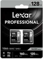 Lexar 128GB SDXC Pro UHS-I U3 V30 1066x 160MB/s geheugenkaart - 2 stuks