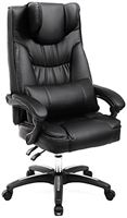 Songmics Executive bureau- en loungestoel met zwaartekrachtwielen en opvouwbare hoofdsteun ergonomische draaibare gamingstoel PU zwart extra groot formaat OBG76BUKV1