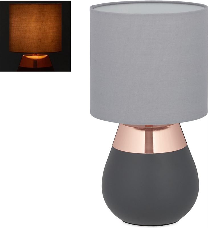 Relaxdays tafellamp touch - - schemerlamp - dimbaar - touch lamp - E14 fitting koperen | Prijzen vergelijken | Kieskeurig.nl