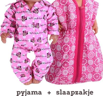 Isa's Friends Poppenkleding pyjama Minnie + roze Slaapzak Baby Born kleertjes o.a. - Poppenkleertjes 43cm - Roze pyjama Minnie + leuke Slaapzak poppen accessoires kopen? | Kieskeurig.nl | je kiezen