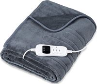 Sinnlein Sinnlein® Elektrische deken van pluche, 160 x 120 cm, grijs, TÜV SÜD GS-getest, elektrische warmtedeken met automatische uitschakeling, knuffeldeken, timerfunctie, 9 temperatuurniveaus, wasbaar tot 40 °C, digitaal display