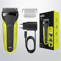 Braun Series 3 Shave&Style 300BT Elektrisch Scheerapparaat, Scheermes Voor Mannen, Zwart/Volt Green