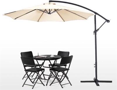 b-home-interieur.be Zwevende parasol | Zweefparasol |met parasol voet Ø 270 cm kleur créme | Prijzen |