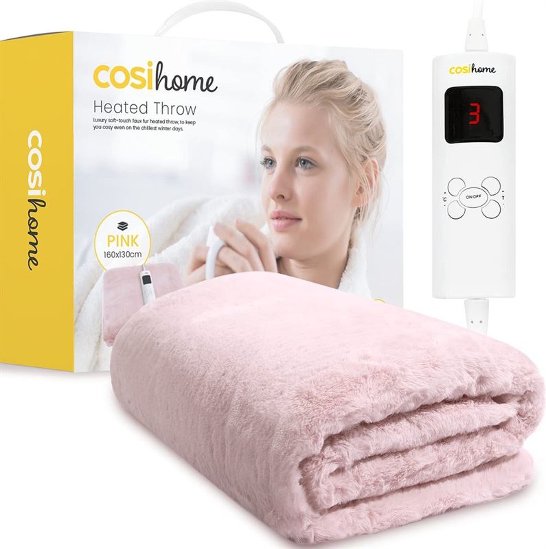 Cosi Cosi® XL- elektrische deken van zacht kunstbont - bovendeken 180 x 130 cm Roze