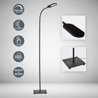 B.K.Licht Zwarte Vloerlamp - CCT - LED - dimbaar - voor woonkamer - voor binnen - staande lamp - ingebouwde dimmer - - booglamp - leeslamp - met 1 lichtpunt - 600Lm - 8W | Prijzen vergelijken | Kieskeurig.nl