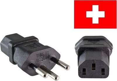 bladzijde stuk het winkelcentrum DINIC Stroom adapter C13 (v) - Zwitserse (type J) stekker (m) / zwart kabel  (electriciteit) kopen? | Kieskeurig.be | helpt je kiezen