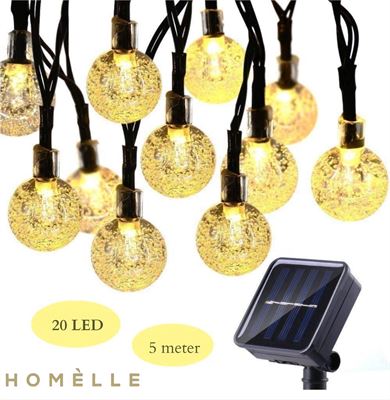 Gewoon overlopen bevind zich vonk Homèlle Solar lichtsnoer - 20 LED - 5 meter - Warm-wit - ø2cm -  Tuinverlichting op zonne-energie - Kerstverlichting - Buitenverlichting -  Lichtslinger - Lampjes slinger - Cristal | Prijzen vergelijken |  Kieskeurig.nl