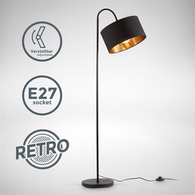 Iedereen Kreunt prijs B.K.Licht - Zwart Gouden Vloerlamp - booglamp voor woonkamer - industriële staande  lamp - voor binnen - staanlamp - leeslamp - h: 145cm - met 1 lichtpunt -  E27 fitting - excl. lichtrbon verlichting kopen? | Kieskeurig.be | helpt je  kiezen