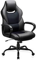 BASETBL Bureaustoel, racingstoel, gamingstoel, stoel, bureaustoel, ergonomische draaistoel, sportstoel, bureaustoel met rugleuning, kantelfunctie, hoogteverstelling, gevoerde armleuning, managersstoel, zwart