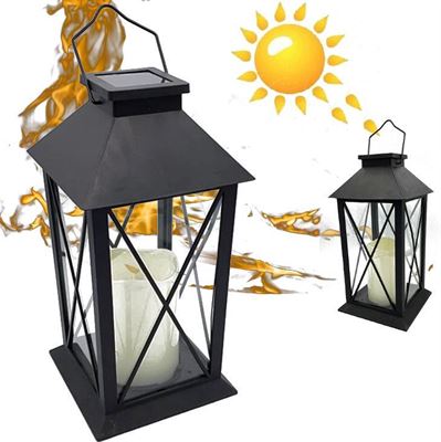 Garden Tuin Lantaarn met LED Solar - Windlicht op Zonne-Energie - stuk - Tafellamp voor Buiten met Vlameffect verlichting kopen? | Kieskeurig.nl | helpt je kiezen