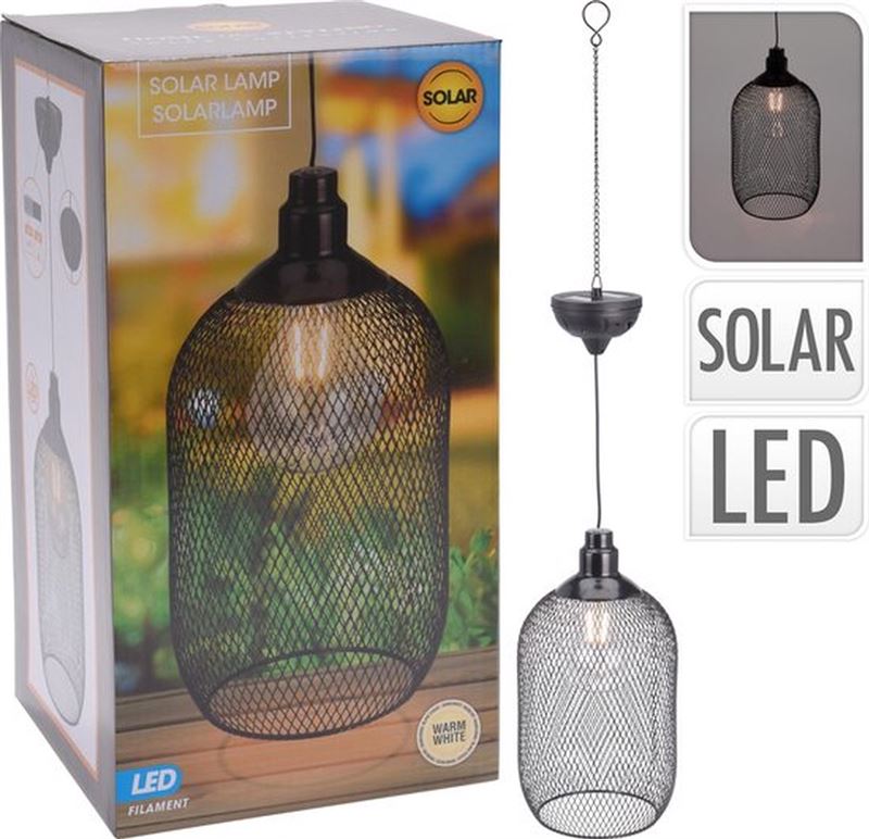 Home & Styling Solar hanglamp | Zwart | Kegelvormige industriele look | Tuinverlichting op zonne-energie | Buitenverlichting LED | Solar lamp | Tuinlamp op zonne-energie