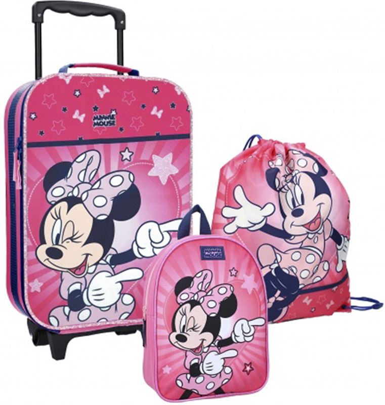Disney Disney Trolley Koffer Set Minnie Mouse pink Kinderkoffer Roze
