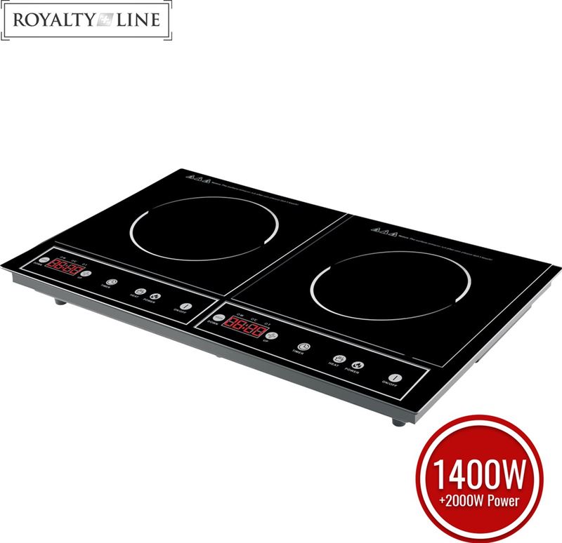 Royalty Line BaseCore® - Inductie Kookplaat Vrijstaand - Inductie Fornuis - Dubbele Inductie Kookplaat - 8 Temperatuurstanden - 4 Kookfuncties - Met Timerfunctie - Krasbestendig - 80 tot 270°C - Zwart