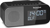 TechniSat Viola CR 1 - DAB+ wekkerradio met draadloos opladen (DAB, FM, twee wektimers, snooze, slaaptimer, USB-oplaadfunctie, hoofdtelefoonaansluiting, 3,3 watt, display 3,5 inch, voeding) zwart