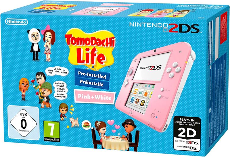 Nintendo 2DS wit, roze / Tomodachi Life