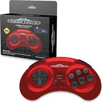Retro-Bit Sega Mega Drive 2.4 GHz Wireless Controller 8-Button Arcade Pad for Sega Genesis Original/Mini, Switch, PC, Mac - Includes 2 Receivers & Storage Case (Crimson Red) (Nintendo Switch)