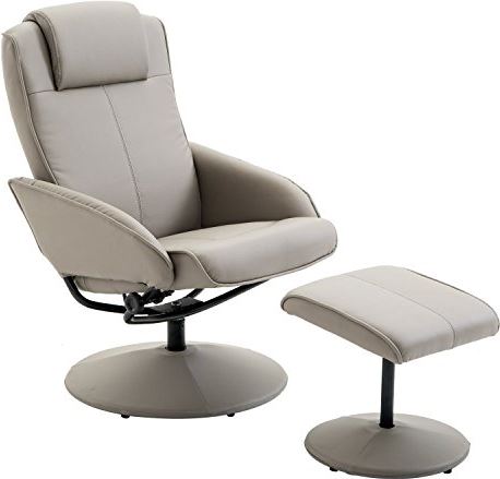 homcom Relaxstoel met voetenbank van kunstleer, grijs