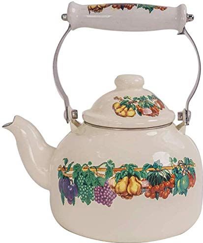 OOOFFFFFFFF Kettle Vintage Thick Pattern Enamel Kettle 1.5L Cold Kettle Coffee Pot Induction Cooker Gas Stove Universal Suitable for Families cafeterias Bars (Color : White Size : 1.5L)