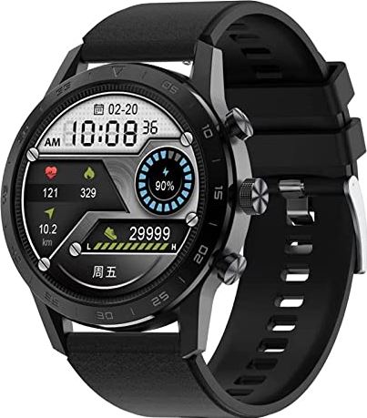 CHYAJIG Slimme Horloge Bluetooth Call Smart Watch Men Sport Clock IP68 Waterdichte hartslagmonitoring smartwatch for IOS Android telefoon (Color : Silicone black)