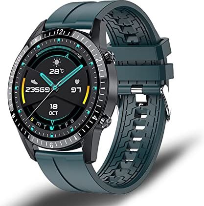 CHYAJIG Slimme Horloge Mannen Smart Watch Bluetooth Call Watch IP67 Waterdichte sport fitness horloge for Android IOS Smart Horloge Stappenteller for vrouwen Mannen (Color : Silicone green)