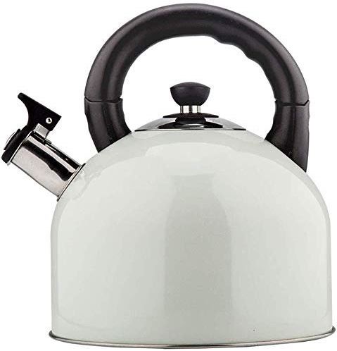 OOOFFFFFFFF Whistling Gas Kettle 304 Stainless Steel Automatic Whistle Fashion Kitchen Induction Cooker Gas General 4.4L Teapot Coffee Pot (Color : Pink) (White)
