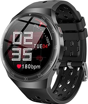 CHYAJIG Slimme Horloge Volledige Touchscreen Fitness Tracker Smart Horloge Mannen Hartslag Monitor Bloeddruk Smartwatch For Android IOS Telefoon For Man Vrouw (Color : Silicone black)
