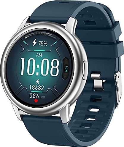 JHDDPH3 Smartwatch HR Fitness Tracker Smart Horloge for Heren Touchscreen Sport Waterpoof Bloeddruk Hartslag Gezondheid Monitor Activiteit Trackers Stap Teller Stappenteller Zwart Blauw SmartWatch for Android