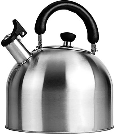 OOOFFFFFFFF Tea Kettle for Stovetop Food-Grade Stainless Steel Whistle teapot with Ergonomic Heat-Resistant Handle and Composite Bottom (Silver 6L) (Silver 5L)
