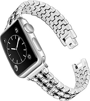 AONAON xiaojunjia Geschikt for Apple Watchband 38mm 42mm 44mm 42mm roestvrijstalen horlogeband for Apple Watchband for SE for serie 654321 (Band Color : Silver with black, Size : 44mm)